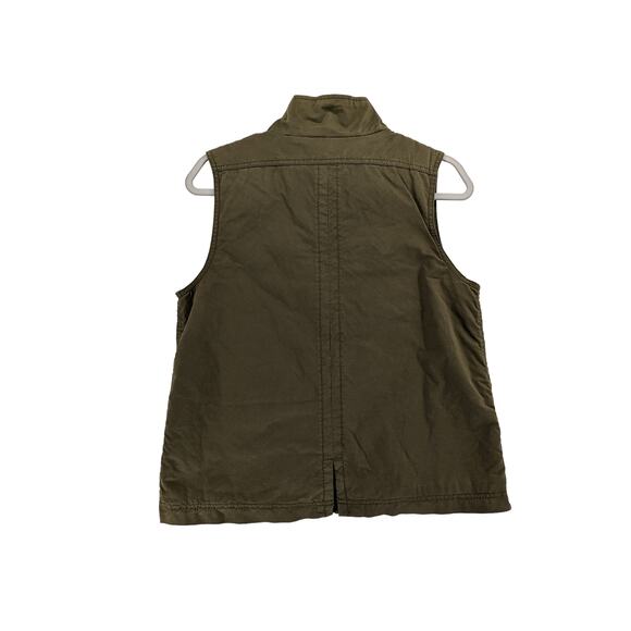 Max Jeans Sherpa Lined Vest M Green Layering Diagonal Zipper Moto Jacket Utility - Picture 2 of 9